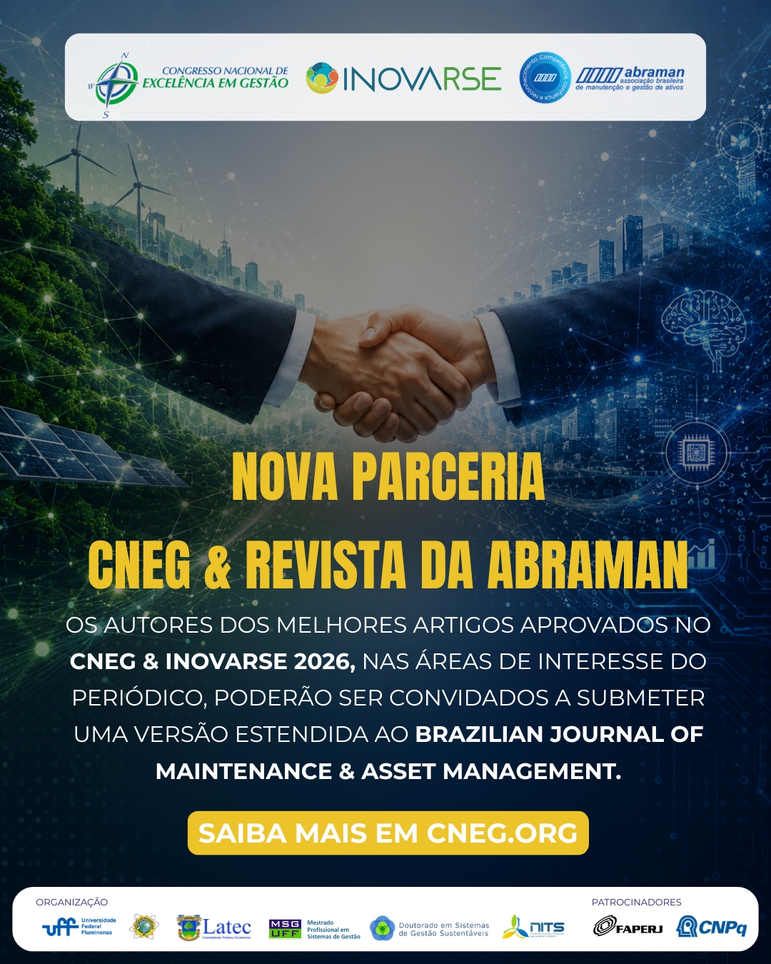 CNEG & INOVARSE 2026 firma parceria com a Revista da ABRAMAN
