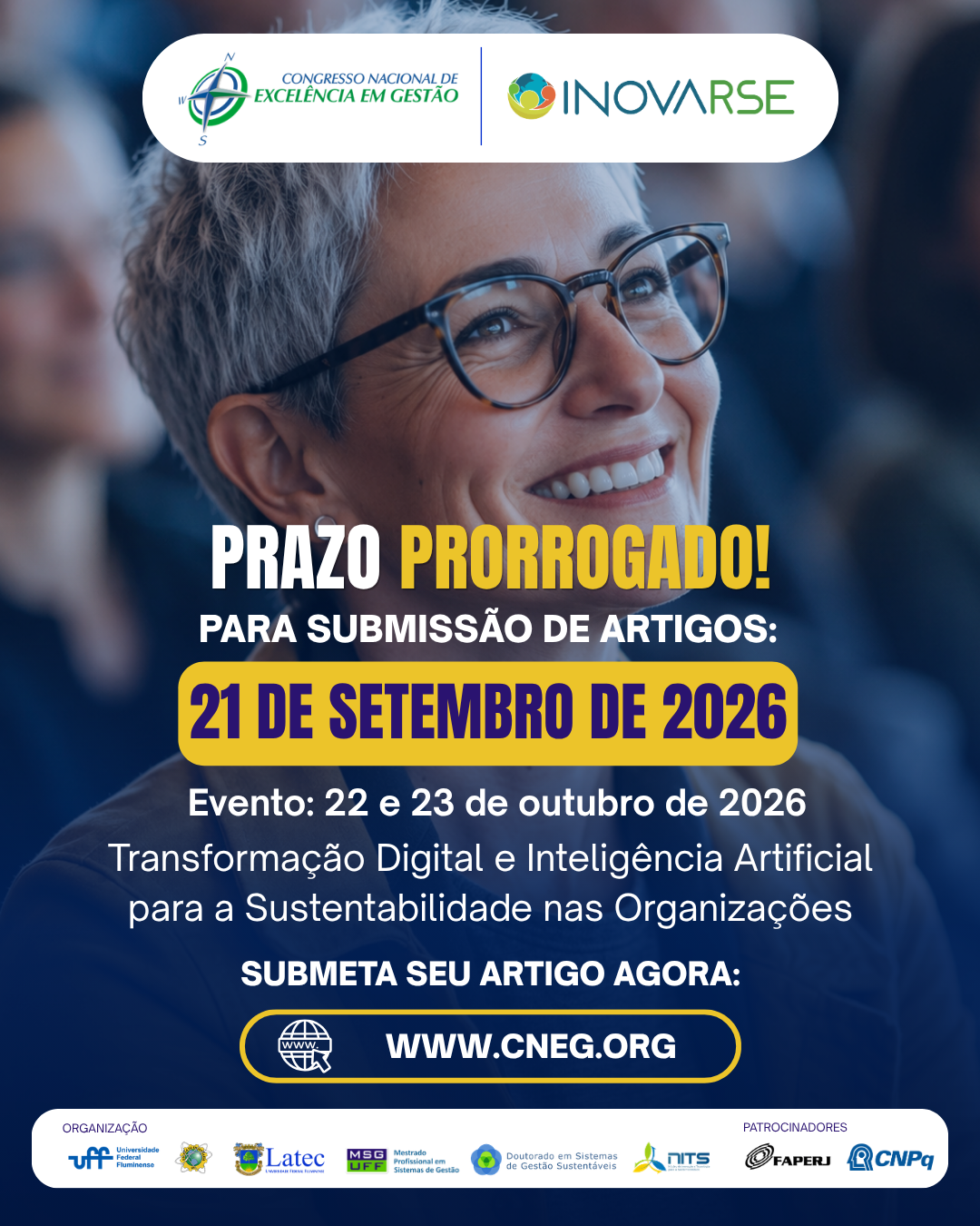 CNEG & INOVARSE 2026 tem prazo de submissão prorrogado
